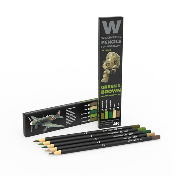 WATERCOLOR PENCIL SET GREEN AND BROWN CAMOUFLAGES