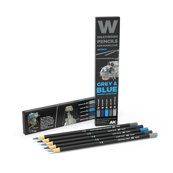 WATERCOLOR PENCIL SET GREY AND BLUE CAMOUFLAGES