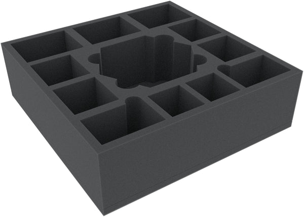 AFMEMQ085BO Plateau mousse 285 mm x 285 mm x 85 mm avec 12 compartiments pour boîtes de jeux de société