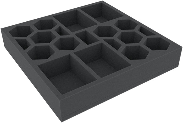 AFMEOA050BO 285 mm x 285 mm x 285 mm x 50 mm plateau mousse pour jeux de société - 19 compartiments