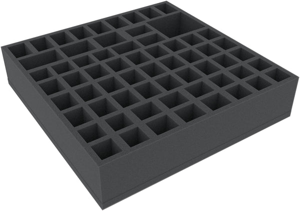 AGMEGA065BO Plateau en mousse 295 mm x 295 mm x 65 mm pour jeux de société - 63 compartiments