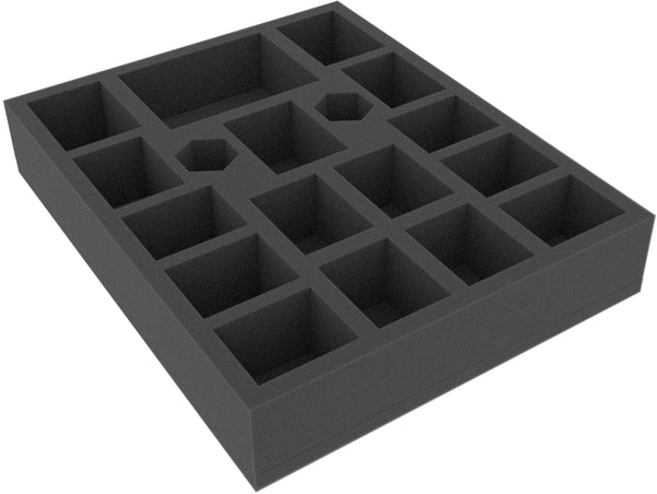 FCMEZS050BO 285 mm x 230 mm x 50 mm plateau en mousse pour jeux de société à 18 compartiments