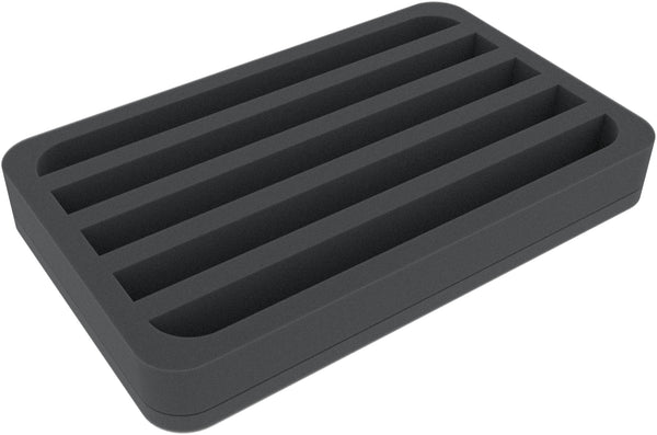 HS040A004 foam tray N-gauge - vertical - 5 slots for model railway locomotives, wagons and vehicles