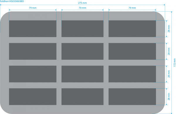 HS035I003BO Plateau en mousse 35 mm Half-Size avec 12 compartiments