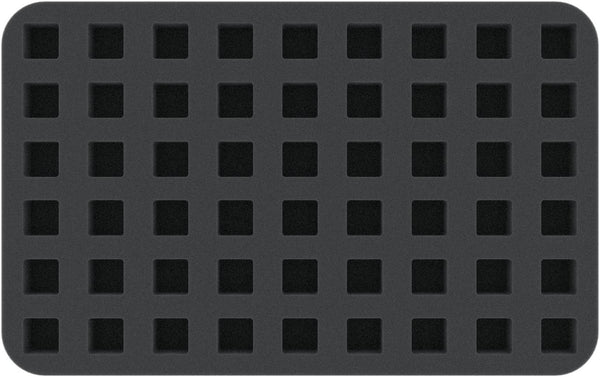 HSMA02525BO Plateau en mousse de 25 mm (1 po) demi-taille 54 découpes carrées