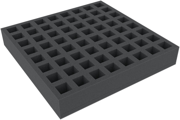 AFMEKC045BO 285 mm x 285 mm x 45 mm plateau en mousse pour jeux de société - 64 compartiments