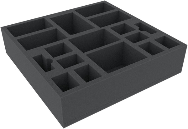 AGMEKM070BO 295 mm x 295 mm x 70 mm plateau en mousse pour jeux de société - 17 compartiments