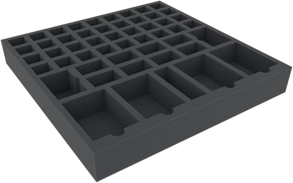DCMEMY050BO 370 mm x 370 mm x 50 mm plateau mousse pour jeux de société - 51 compartiments