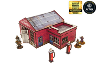 WW2 Normandy Garage w. Petrol Station PREPAINTED [28mm/1:56]