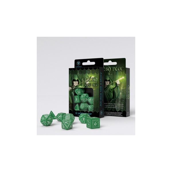 Set de Dés Elfique - Vert & Blanc (7)