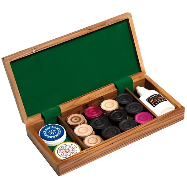 Carrom : Set complet en coffret palissandre